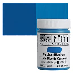 Golden SoFlat Matte Acrylic Paint - Cerulean Blue Hue, 59 ml, Jar and swatch