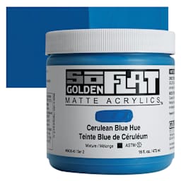 Golden SoFlat Matte Acrylic Paint - Cerulean Blue Hue, 473 ml, Jar and swatch