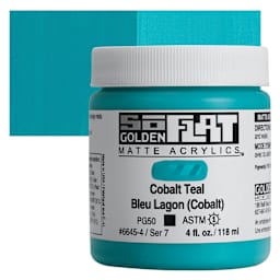 Golden SoFlat Matte Acrylic Paint - Cobalt Teal, 118 ml, Jar and swatch