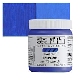 Golden SoFlat Matte Acrylic Paint - Cobalt Blue, 118 ml, Jar and swatch