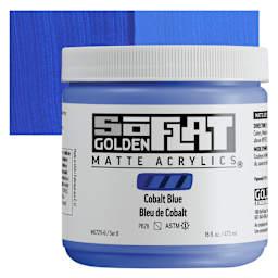 Golden SoFlat Matte Acrylic Paint - Cobalt Blue, 473 ml, Jar and swatch