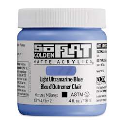 Golden SoFlat Matte Acrylic Paint - Light Ultramarine Blue, 118 ml, Jar