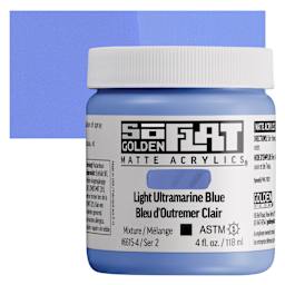 Golden SoFlat Matte Acrylic Paint - Light Ultramarine Blue, 118 ml, Jar and swatch