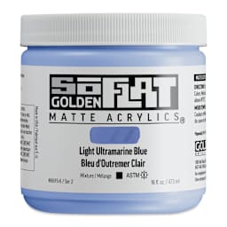 Golden SoFlat Matte Acrylic Paint - Light Ultramarine Blue, 473 ml, Jar