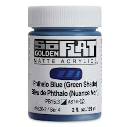 Golden SoFlat Matte Acrylic Paint - Phthalo Blue (Green Shade), 59 ml, Jar