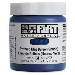 Golden SoFlat Matte Acrylic Paint - Phthalo Blue (Green Shade), 118 ml, Jar