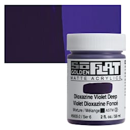 Golden SoFlat Matte Acrylic Paint - Dioxazine Violet Deep, 59 ml, Jar and swatch
