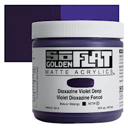 Golden SoFlat Matte Acrylic Paint - Dioxazine Violet Deep, 473 ml, Jar and swatch