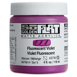 Golden SoFlat Matte Acrylic Paint - Fluorescent Violet, 118 ml, Jar