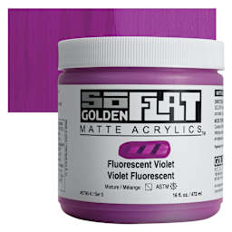 Golden SoFlat Matte Acrylic Paint - Fluorescent Violet, 473 ml, Jar and swatch