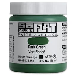 Golden SoFlat Matte Acrylic Paint - Dark Green, 118 ml, Jar