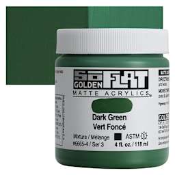 Golden SoFlat Matte Acrylic Paint - Dark Green, 118 ml, Jar and swatch