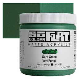 Golden SoFlat Matte Acrylic Paint - Dark Green, 473 ml, Jar and swatch