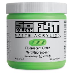 Golden SoFlat Matte Acrylic Paint - Fluorescent Green, 473 ml, Jar