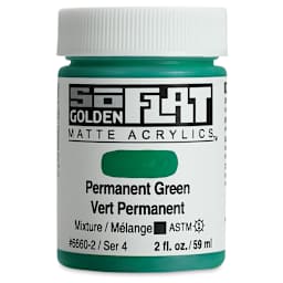 Golden SoFlat Matte Acrylic Paint - Permanent Green, 59 ml, Jar