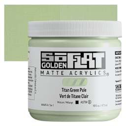 Golden SoFlat Matte Acrylic Paint - Titan Green Pale, 473 ml, Jar and swatch