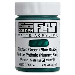 Golden SoFlat Matte Acrylic Paint - Phthalo Green (Blue Shade), 59 ml, Jar