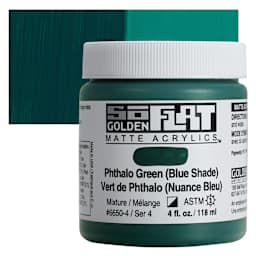 Golden SoFlat Matte Acrylic Paint - Phthalo Green (Blue Shade), 118 ml, Jar and swatch