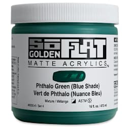 Golden SoFlat Matte Acrylic Paint - Phthalo Green (Blue Shade), 473 ml, Jar