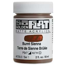 Golden SoFlat Matte Acrylic Paint - Burnt Sienna, 59 ml, Jar