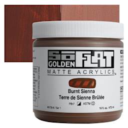Golden SoFlat Matte Acrylic Paint - Burnt Sienna, 473 ml, Jar and swatch