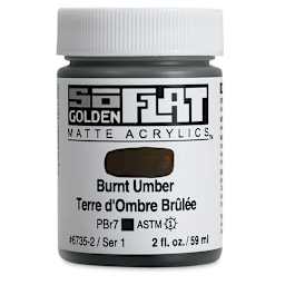 Golden SoFlat Matte Acrylic Paint - Burnt Umber, 59 ml, Jar