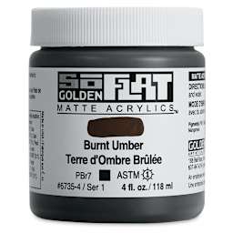 Golden SoFlat Matte Acrylic Paint - Burnt Umber, 118 ml, Jar