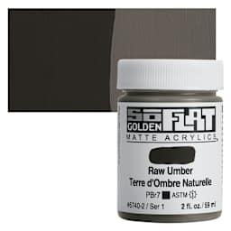 Golden SoFlat Matte Acrylic Paint - Raw Umber, 59 ml, Jar and swatch