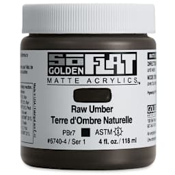 Golden SoFlat Matte Acrylic Paint - Raw Umber, 118 ml, Jar
