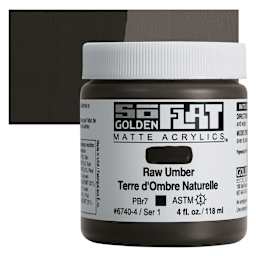 Golden SoFlat Matte Acrylic Paint - Raw Umber, 118 ml, Jar and swatch