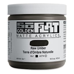 Golden SoFlat Matte Acrylic Paint - Raw Umber, 473 ml, Jar