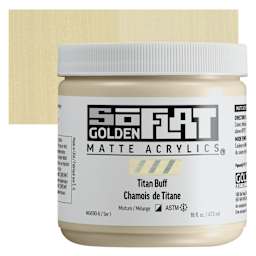 Golden SoFlat Matte Acrylic Paint - Titan Buff, 473 ml, Jar and swatch