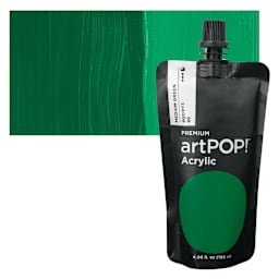 artPOP! Heavy Body Acrylic Paint - Medium Green, 120 ml Pouch and swatch