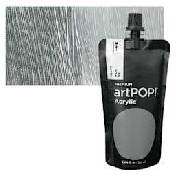 artPOP! Heavy Body Acrylic Paint - Silver, 120 ml Pouch and swatch