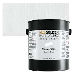 Golden Paintworks Mural and Theme Acrylic Paint - Titanium White, 128 oz, Bucket and swatch