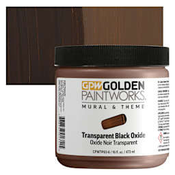 Golden Paintworks Mural and Theme Acrylic Paint - Transparent Black Oxide, 16 oz, Jar and swatch