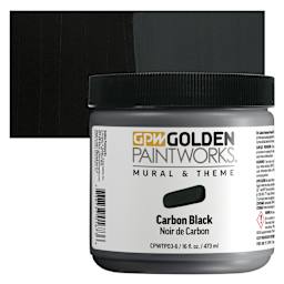 Golden Paintworks Mural and Theme Acrylic Paint - Carbon Black, 16 oz, Jar and swatch