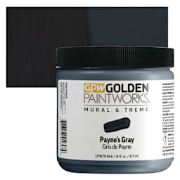 Golden Paintworks Mural and Theme Acrylic Paint - Payne's Gray, 16 oz, Jar and swatch