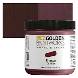 Golden Paintworks Mural and Theme Acrylic Paint - Crimson, 16 oz, Jar and swatch
