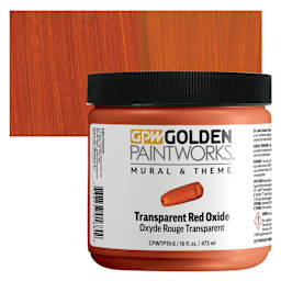 Golden Paintworks Mural and Theme Acrylic Paint - Transparent Red Oxide, 16 oz, Jar and swatch