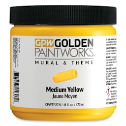 Golden Paintworks Mural and Theme Acrylic Paint - Medium Yellow, 16 oz, Jar