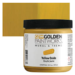 Golden Paintworks Mural and Theme Acrylic Paint - Yellow Oxide, 16 oz, Jar and swatch