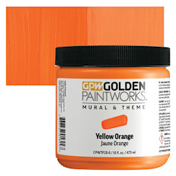 Golden Paintworks Mural and Theme Acrylic Paint - Yellow Orange, 16 oz, Jar and swatch