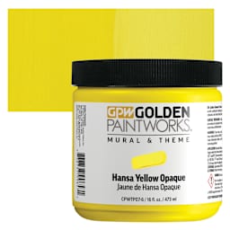 Golden Paintworks Mural and Theme Acrylic Paint - Hansa Yellow Opaque, 16 oz, Jar and swatch