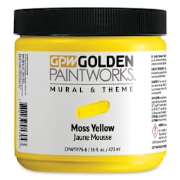 Golden Paintworks Mural and Theme Acrylic Paint - Moss Yellow, 16 oz, Jar