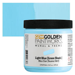 Golden Paintworks Mural and Theme Acrylic Paint - Light Blue (Green Shade), 16 oz, Jar and swatch