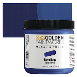 Golden Paintworks Mural and Theme Acrylic Paint - Royal Blue, 16 oz, Jar and swatch