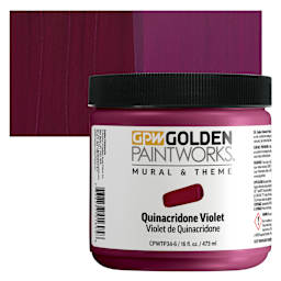 Golden Paintworks Mural and Theme Acrylic Paint - Quinacridone Violet, 16 oz, Jar and swatch