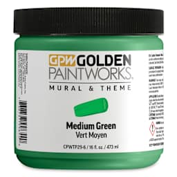 Golden Paintworks Mural and Theme Acrylic Paint - Medium Green, 16 oz, Jar