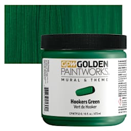 Golden Paintworks Mural and Theme Acrylic Paint - Hookers Green, 16 oz, Jar and swatch